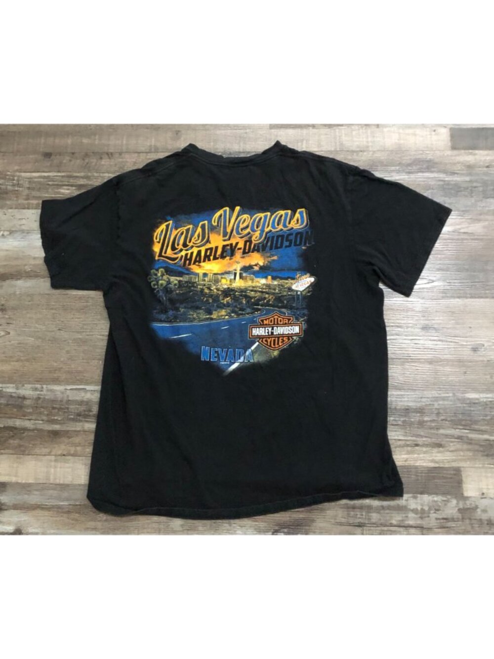 Harley Davidson Las Vegas Nevada Mens XL Black Double Sided Tee T Shirt - Picture 2 of 6